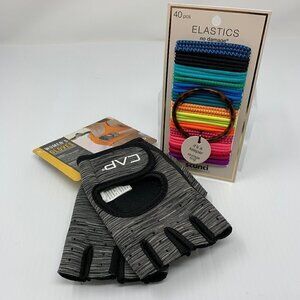 Weightlifting Workout Gloves + 40 Colorful Hairbands NWT Athleisure Gift Set